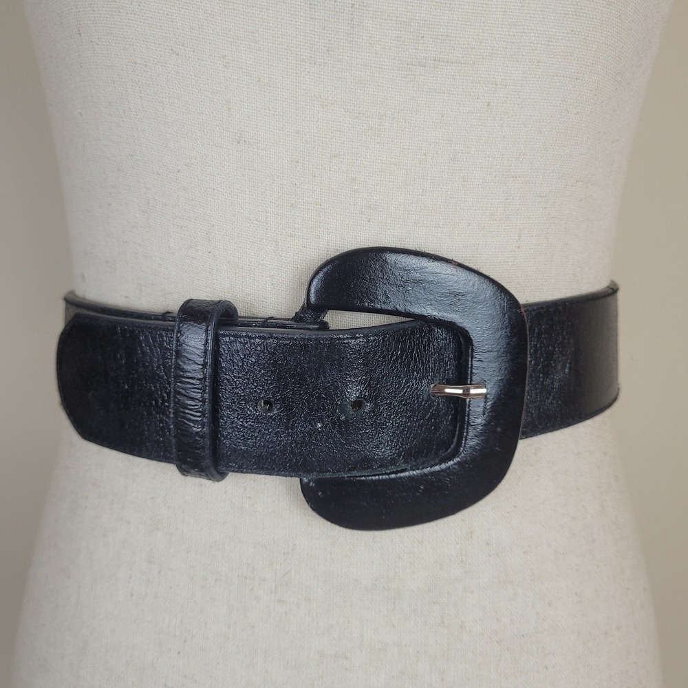Leatherock Belt 32 Black Leather Wrapped Buckle Boho Western Cowgirl Equestrian